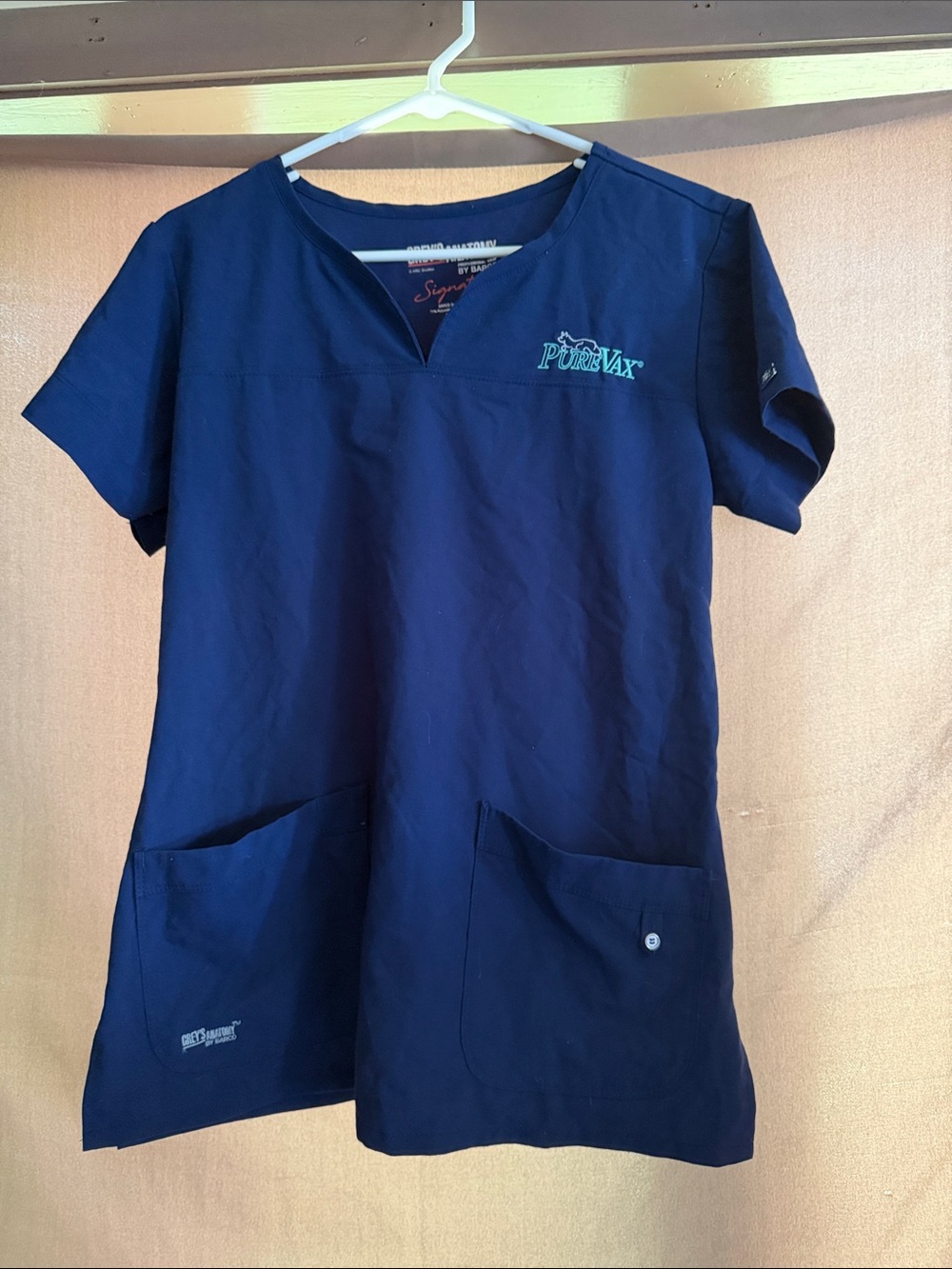 Grey's Anatomy Navy Professional Scrub Top with Signature Branding